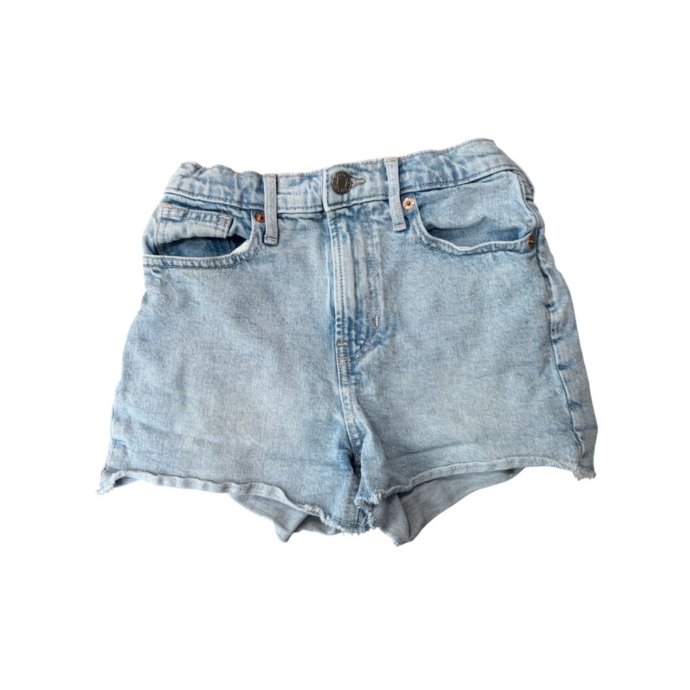 Gap Kids Girls Light Wash Denim Mom Jean Shorts Size 10 High Waisted Raw Hem